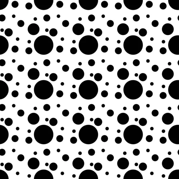Vektorgeometrisches nahtloses Muster. Universelle, sich wiederholende abstrakte Kreise erscheinen in Schwarz-Weiß. Modernes Halbtonkreisdesign, Pointillismus — Stockvektor