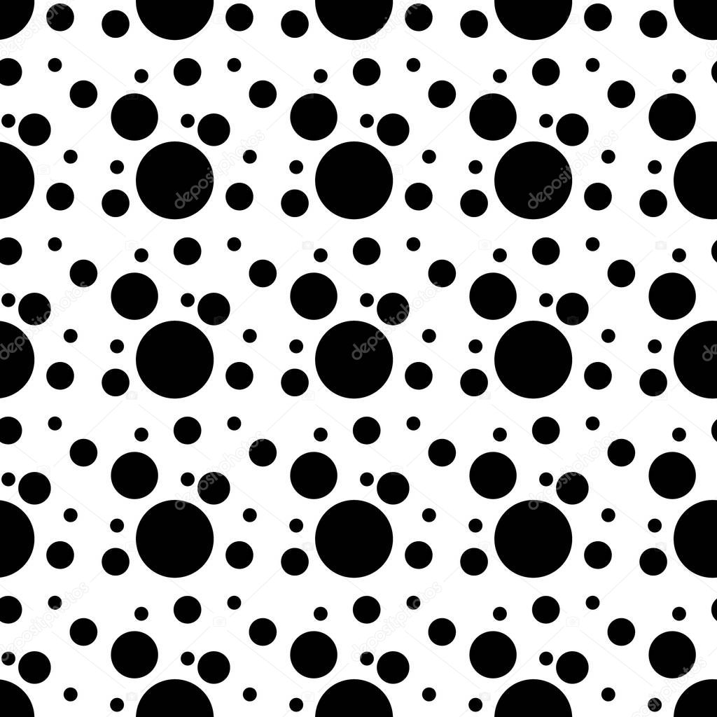 Vector geometric seamless pattern. Universal Repeating abstract circles figure in black white . Modern halftone circle design, pointillism