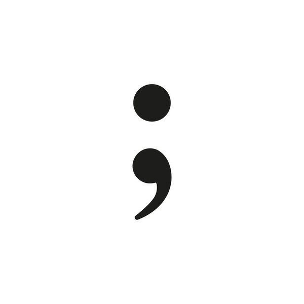 Semicolon symbol hand drawn with blue and pink highlighters, isolated on a blank background. Vector illustration, easy to edit, manipulate, resize or colorize.