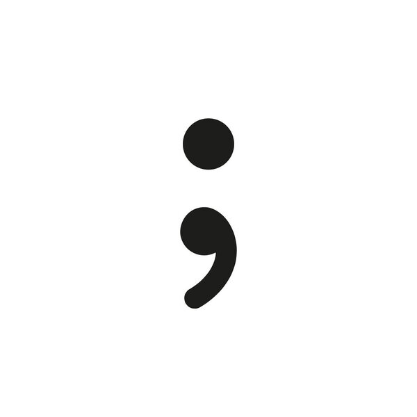 Semicolon symbol hand drawn with blue and pink highlighters, isolated on a blank background. Vector illustration, easy to edit, manipulate, resize or colorize.