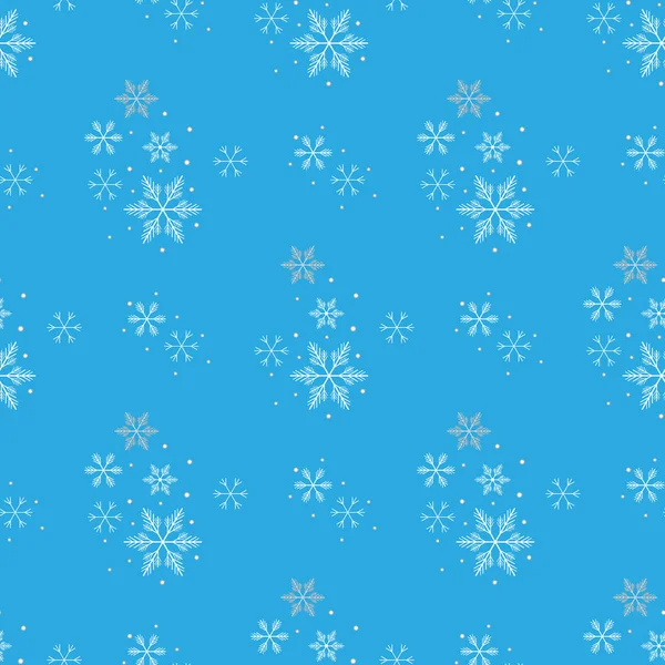 Schneeflocken am blauen Himmel - Weihnachten nahtloser Hintergrund — Stockvektor