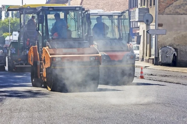 Roller compactor working — Stock Photo, Image