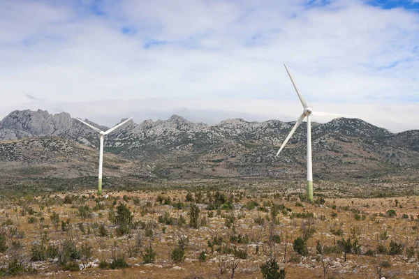 Windkraftanlagen Windpark Der Nähe Von Velebit Region Karst Windige Gegend — Stockfoto