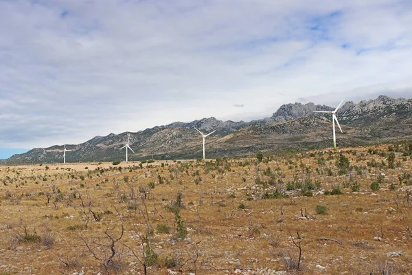 Větrné Turbíny Větrná Farma Blízkosti Regionu Velebit Kras Větrná Oblast — Stock fotografie