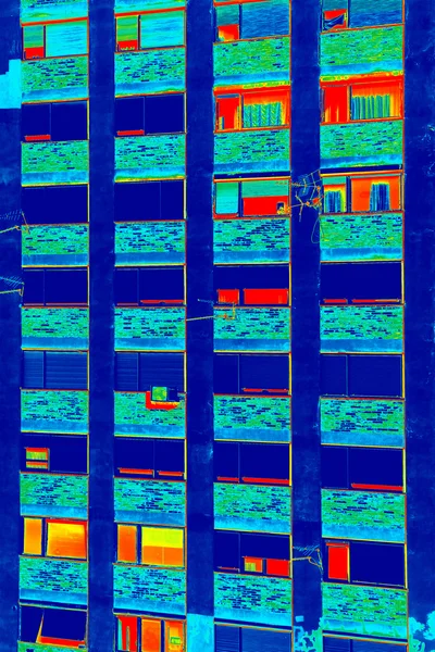 Termovisione immagine su Edificio residenziale — Foto Stock