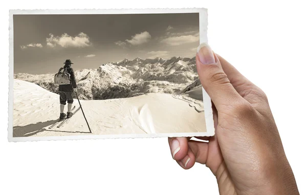 Old photos of skiers — Stock Photo, Image