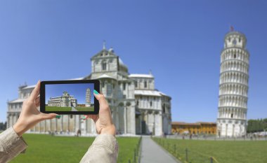 Pisa, tablet ile fotoğrafını leaning tower