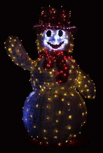 Svítící sněhulák vánoční — Stock fotografie