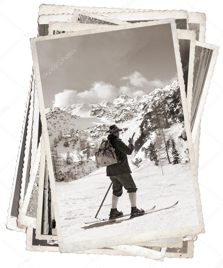 Vintage photos with vintage skier