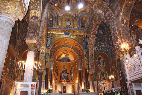 Golden mosaic in Cappella Palatina — Stock Photo, Image