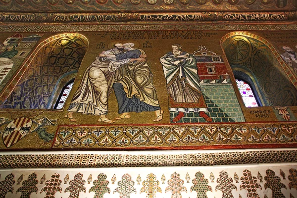 Mosaïque dorée à Cappella Palatina — Photo