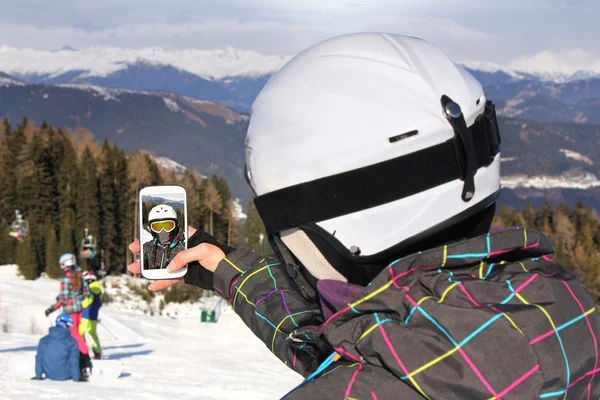 Selfie na lyžování — Stock fotografie