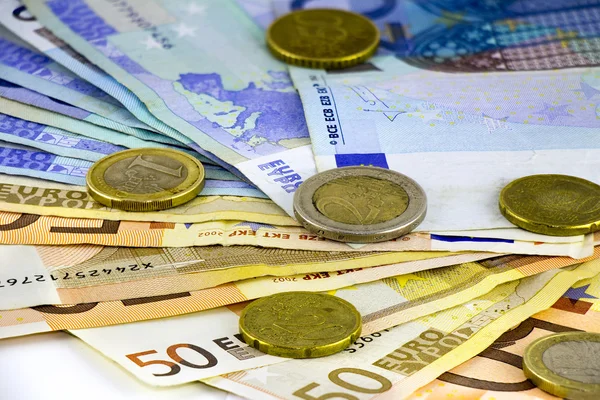 Euro coins and banknotes — Stock Photo, Image