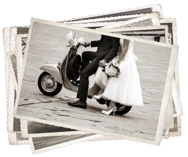 Vintage fotoğraf ile yeni evli