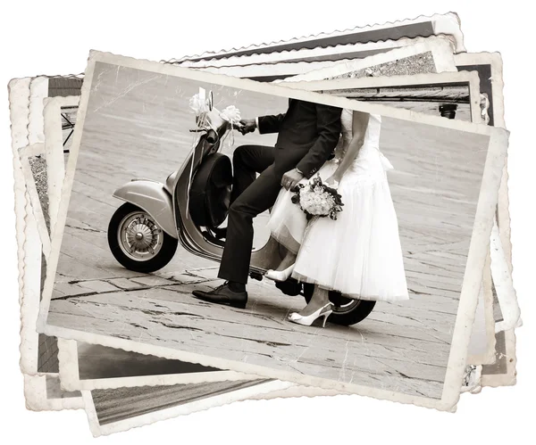 Vintage photos with newlywed — Stock Photo, Image