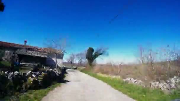 Car driving through a country road in Istria — Stock Video