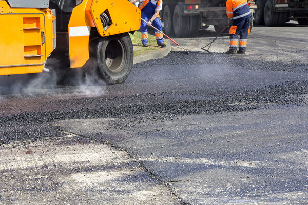 Asphalting roads