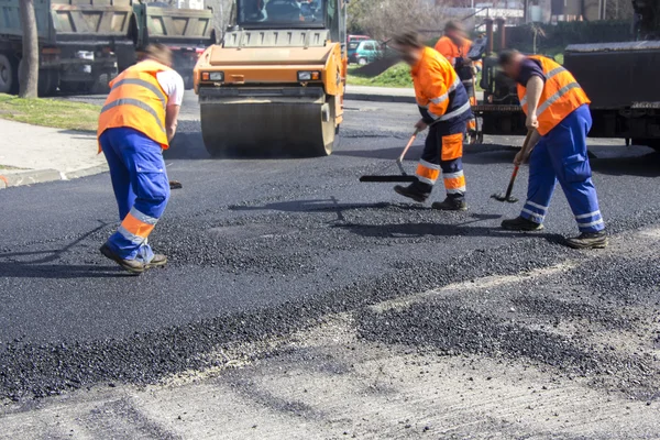 Asfalto y reparación de carreteras — Foto de Stock