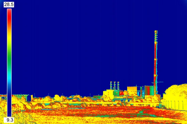 Infrared image Chimney of energy station — Stock Photo, Image