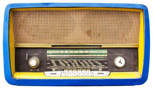 Blauwe houten Tuner Radio — Stockfoto