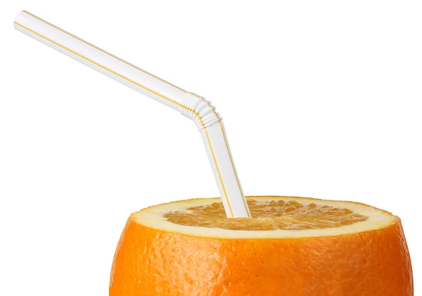 Laranja com palha — Fotografia de Stock