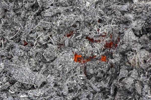 Smoldering ashes of burned leaves — Stock Photo, Image