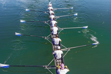 Eight Rowers training rowing clipart