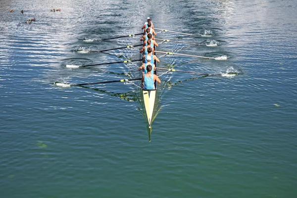 Eight Rowers training rowing — Stock Photo, Image