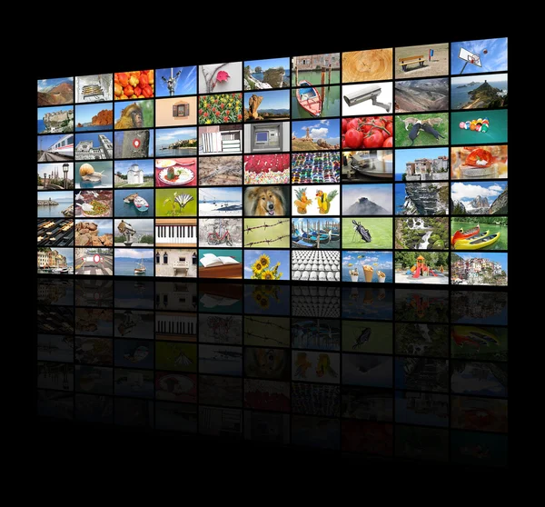 Gran videowall de la pantalla del televisor — Foto de Stock