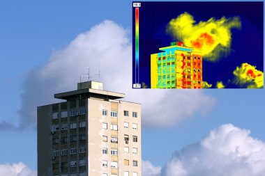 Kızılötesi ve gerçek görüntü üzerinde konut yapı
