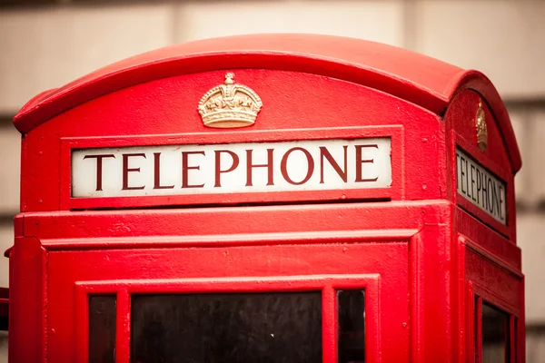 Closeup traditional red telephone box in UK — Stock Photo, Image