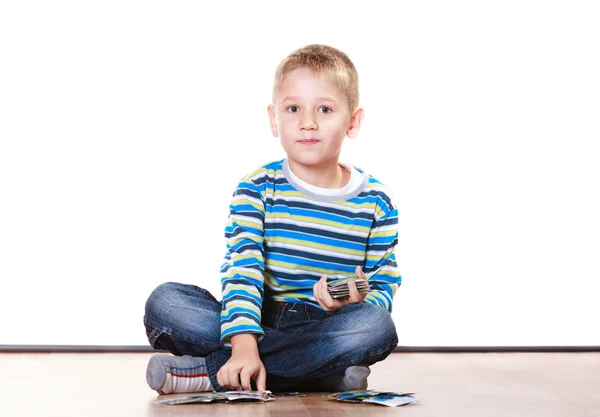 Little boys have fun and play cards. — Stock Photo, Image