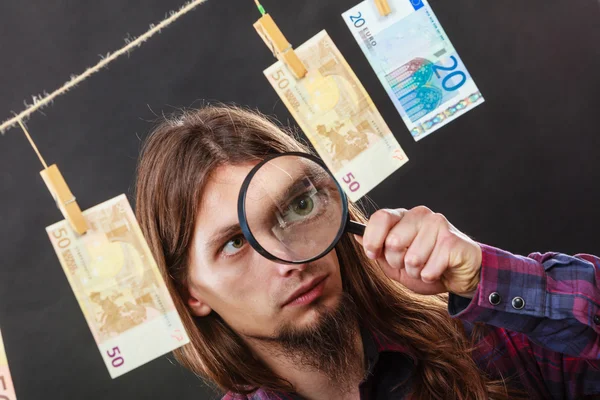 Man verify money cash — Stock Photo, Image