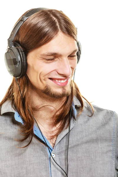 Людина з навушники, прослуховування музики. Дозвілля. — стокове фото