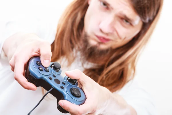 Infeliz masculino jogar jogos — Fotografia de Stock