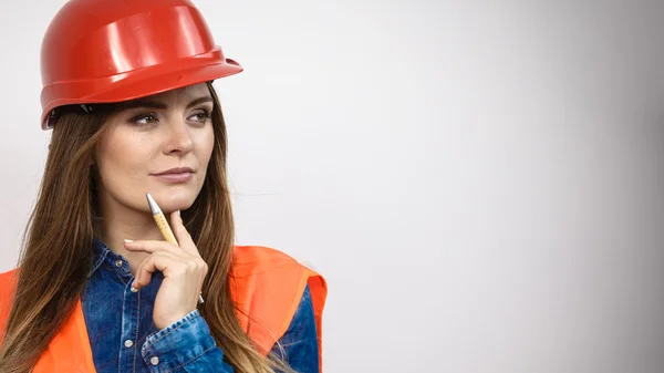 Woman engineer construction builder in helmet. — Stock Photo, Image