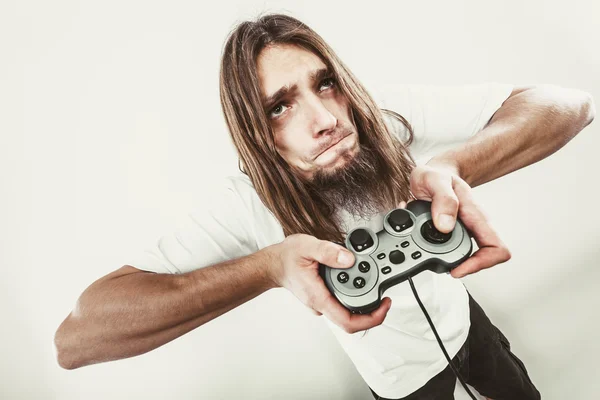 Male player focus on play games — Stock Photo, Image