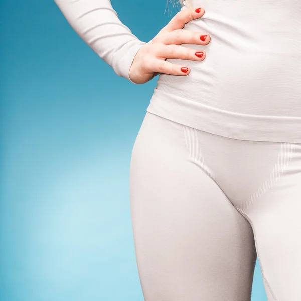 Woman in thermal underwear top ang leggings — Stock Photo, Image