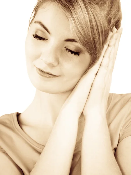 Girl almost falling asleep — Stock Photo, Image