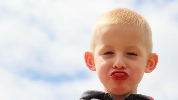 Child kid making silly face. Childhood. — Stock Photo, Image