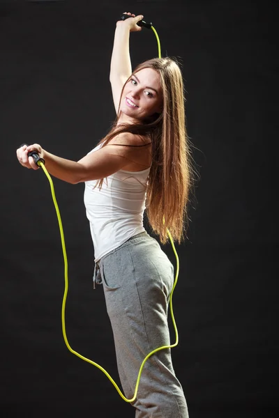 Fit woman  with  skipping rope — Stock Photo, Image