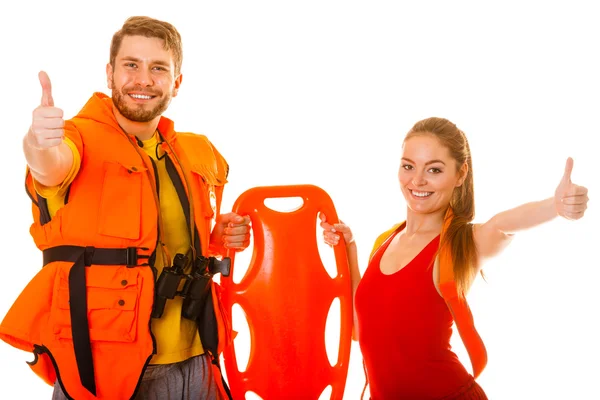 Lifeguards in life vest with rescue buoy. Success. — Stock Photo, Image