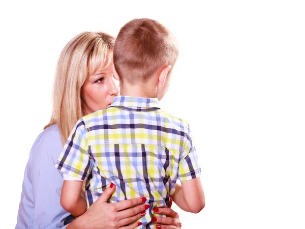 Mother hold son close hug. — Stock Photo, Image