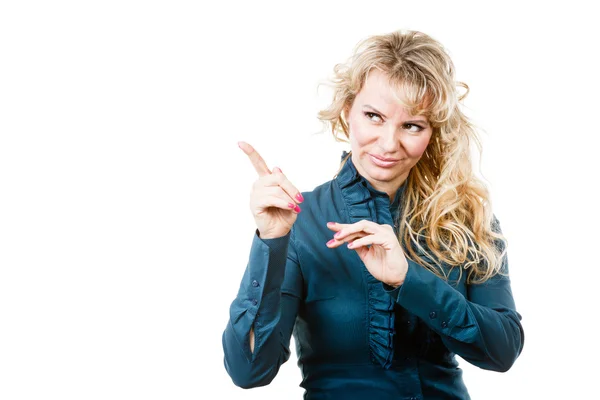 Obchodní žena ukázat gesto — Stock fotografie