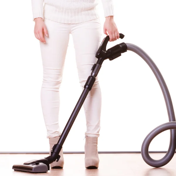 Girl with vacuum cleaner. Housework — Stock Photo, Image