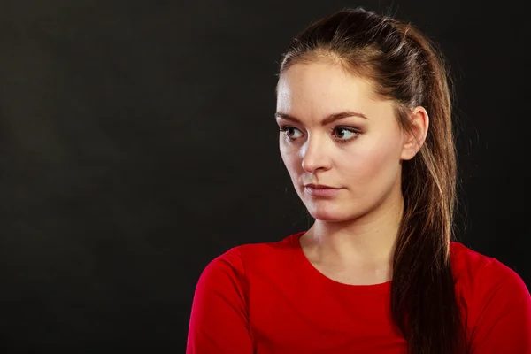 Pensive thoughtful young woman girl. — Stock Photo, Image