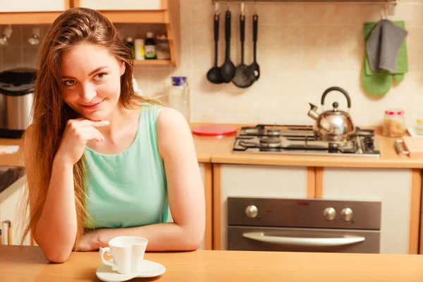 Woman sitting  with cup of coffee — Stock Photo, Image