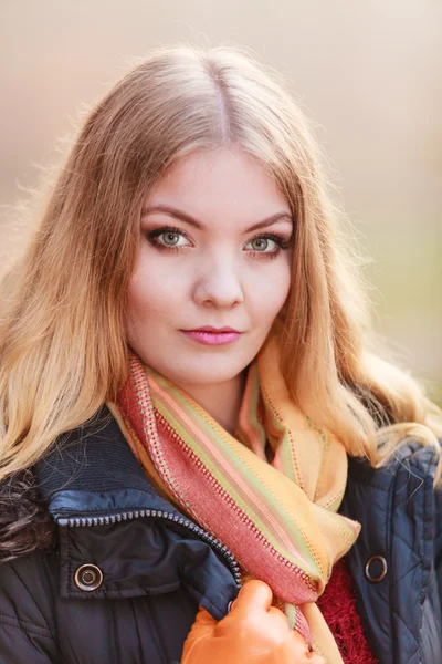 Portrait of pretty attractive woman in jacket. — Stock Photo, Image