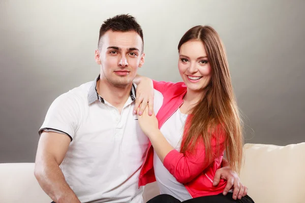 Portrait of smiling woman and man. Happy couple. — Stock Photo, Image