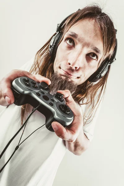 Male player focus on play games — Stock Photo, Image